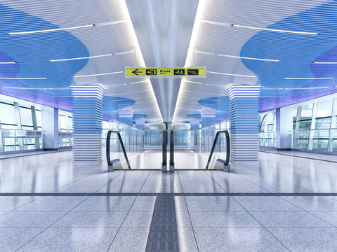  现代地铁站3d模型 