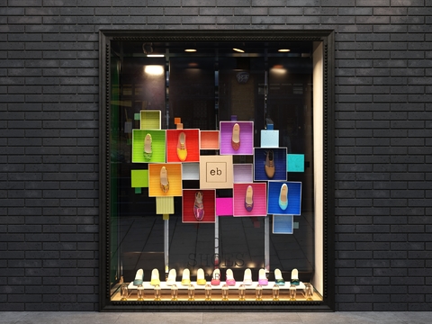  现代鞋店橱窗3d模型 