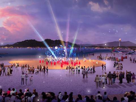  现代沙滩广场表演景观psd 