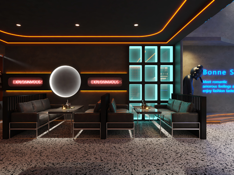  工业风酒吧3d模型 