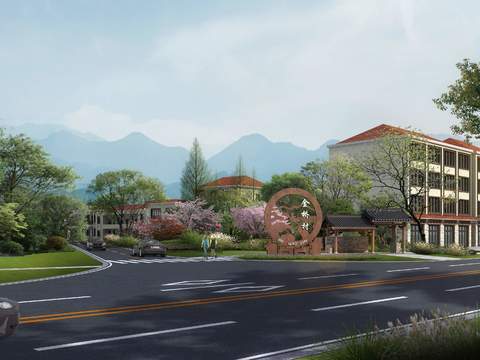  现代生态新农村道路桥梁景观psd 