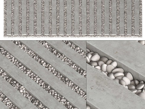  鹅卵石路面3d模型 