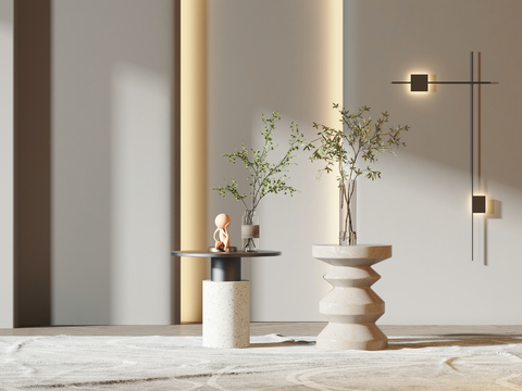 现代边几圆几3d模型