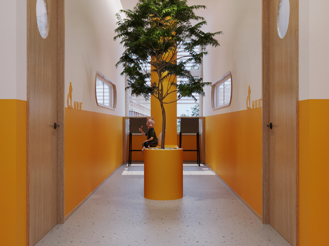  北欧培训机构过道3d模型 