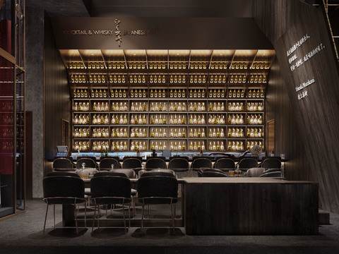  现代清吧酒吧3d模型 