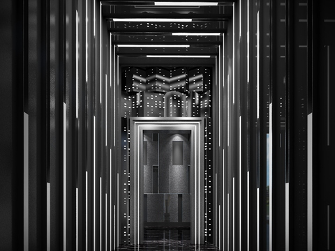  现代酒吧走廊过道3d模型 