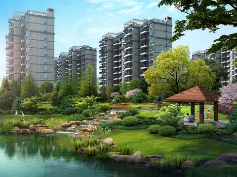  现代湿地公园凉亭psd 