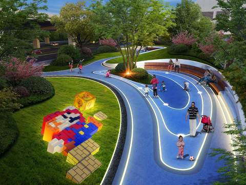  现代亲子公园园林景观psd 