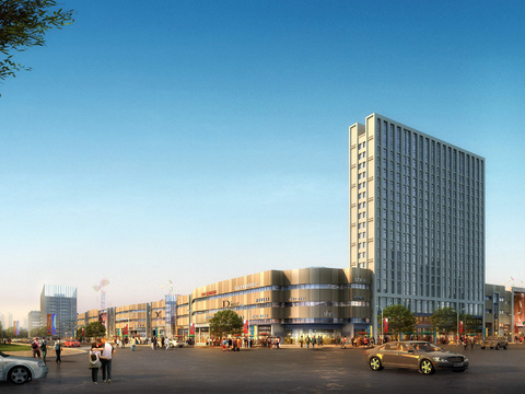  现代沿街商业办公楼psd 