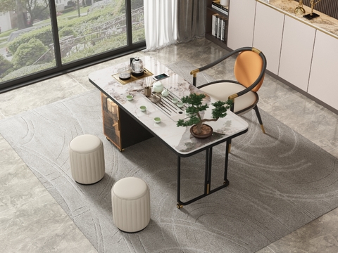 现代大理石茶桌椅3d模型