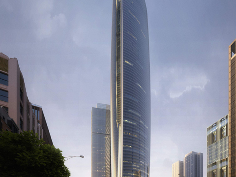  现代高层办公楼建筑外观psd 