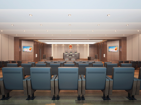  新中式法院法庭3D模型 