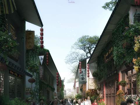  新中式民族风商业街psd 