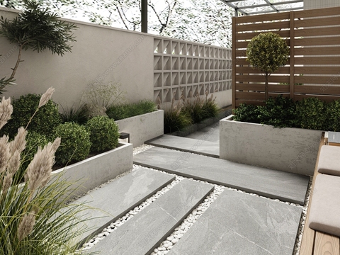  庭院景观 花园 露台3d模型 