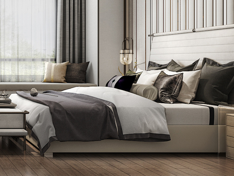  新中式公寓套房3d模型 