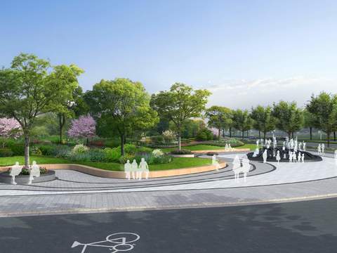  现代广场公园景观psd 