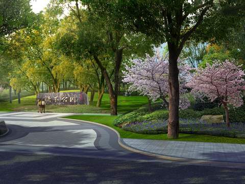  现代公园景观psd 