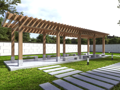  景观廊架 户外廊架 文化长廊3d模型 