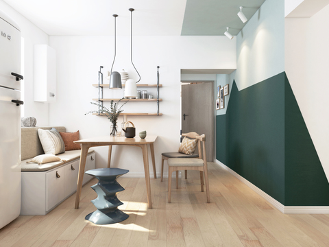  北欧公寓餐厅卧室3d模型 