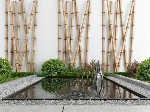  现代庭院水景小品3d模型 