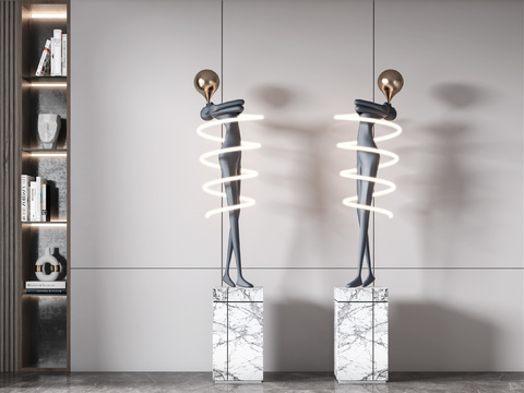  现代抽象人物雕塑摆件3d模型 