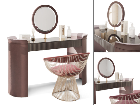现代粉色梳妆台3d模型