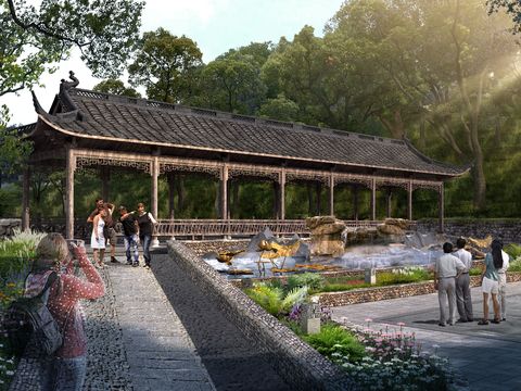  中式凉亭公园psd 