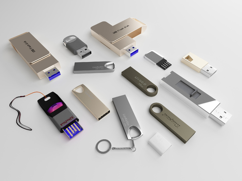  现代U盘读卡器3d模型 