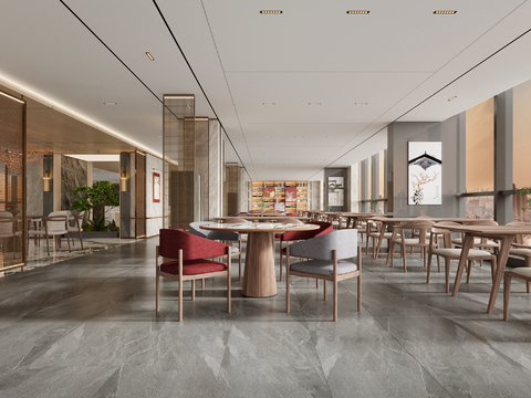  现代西餐厅3d模型 