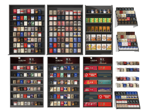  香烟展柜 烟草柜3d模型 