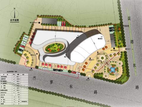  现代建筑园林平面景观图psd 