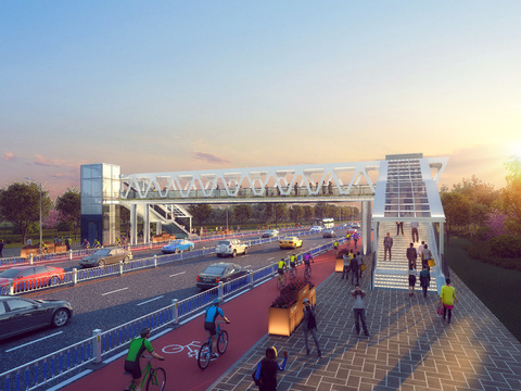  人行天桥 非机动车道PSD 