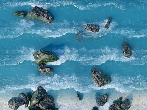  海滩 海浪景观3d模型 