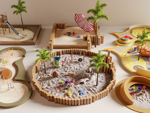  儿童沙池 游乐设施3d模型 