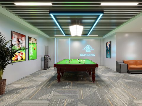  现代台球馆 桌球馆3d模型 
