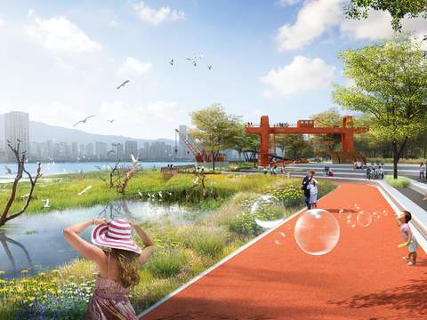  现代亲子公园景观psd 