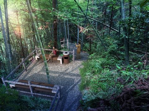  现代森林公园景观psd 