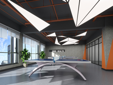  现代乒乓球室活动室3d模型 