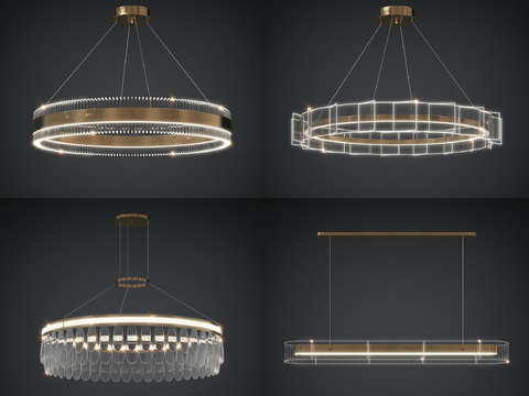  现代奢华水晶吊灯3d模型下载 金属玻璃材质客厅吊灯 酒店别墅高端装饰灯具 