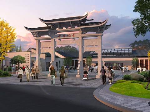  新中式公园园林景观psd 