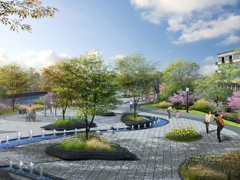  现代公园景观psd 