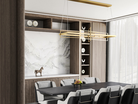  集艾设计 新中式餐厅3d模型 