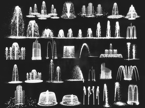  喷泉水景 涌泉 水花 跌水3d模型 