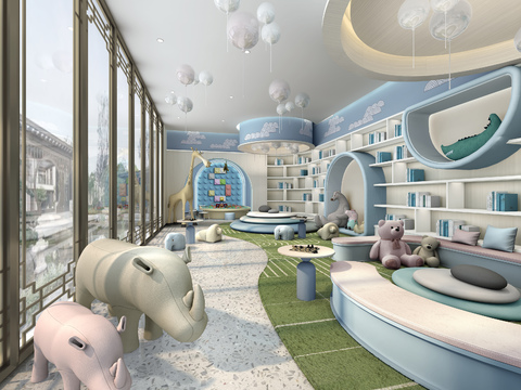  现代儿童游乐中心3d模型 