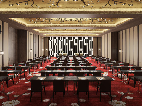  新中式酒店会议室3d模型 