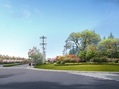  城市道路 绿化带psd 