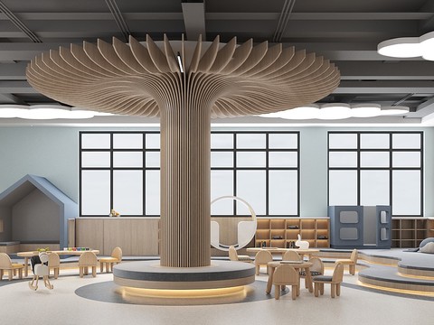  现代早教幼儿园中心3d模型 