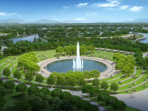  生态文明公园 环形草阶psd 