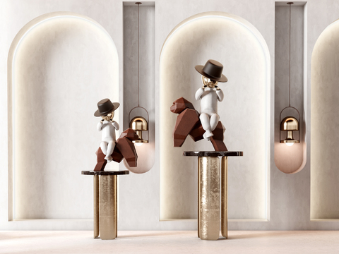  现代艺术人形雕塑3d模型 