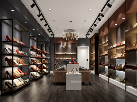  现代精品高跟鞋鞋店3d模型 